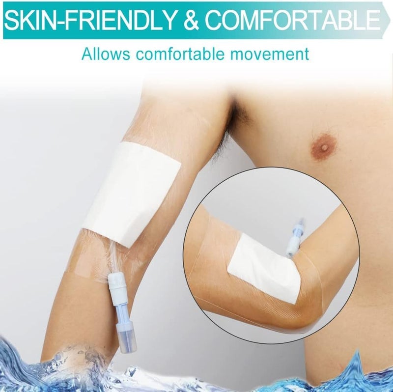 EaseToU 12"x13.7" Waterproof Dialysis Port Shower Covers Protector for Chest with No Glue On The Center, PICC Line Chest Port Shield Island Bandage Dressing Accessories, Pack of 7 - Image 4